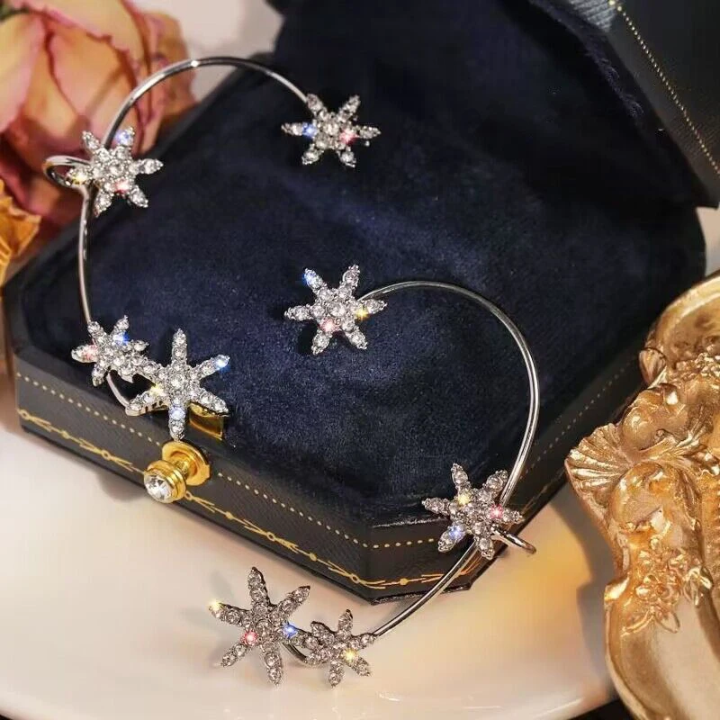 Luxury Star Butterfly Clip Earrings Female Crystal Tassel Ear Clip Earring Sparkling Zircon Ear Cuff Fashion Jewelry accessories 6