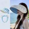 Women's summer sun hat - foldable wide brimmed empty top sun hat, universal headband hat, beach hat, women's accessory, suitable