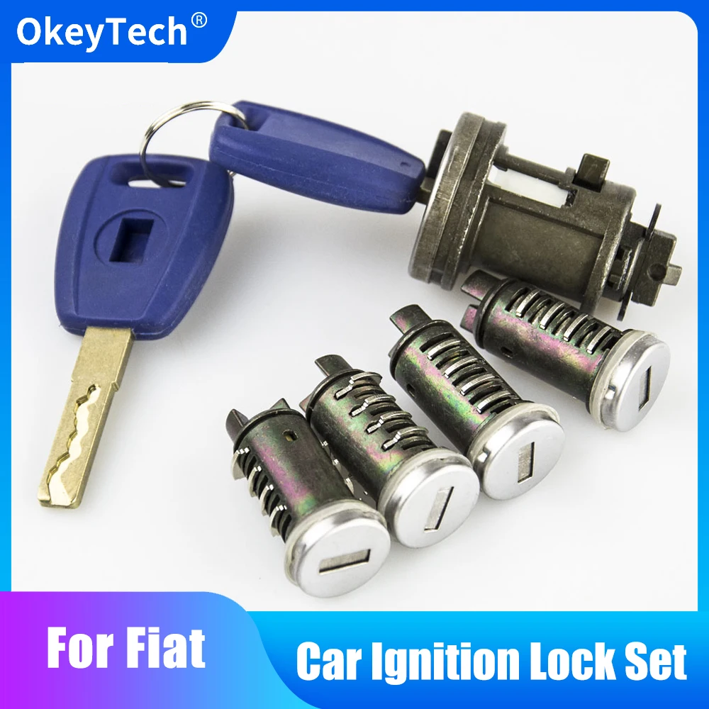 OkeyTech Car Ignition Lock Set For Fiat Ducato Peugeot Citroen SIP22 Blade Car Key Door Original Milling Cylinder Trunk Lock