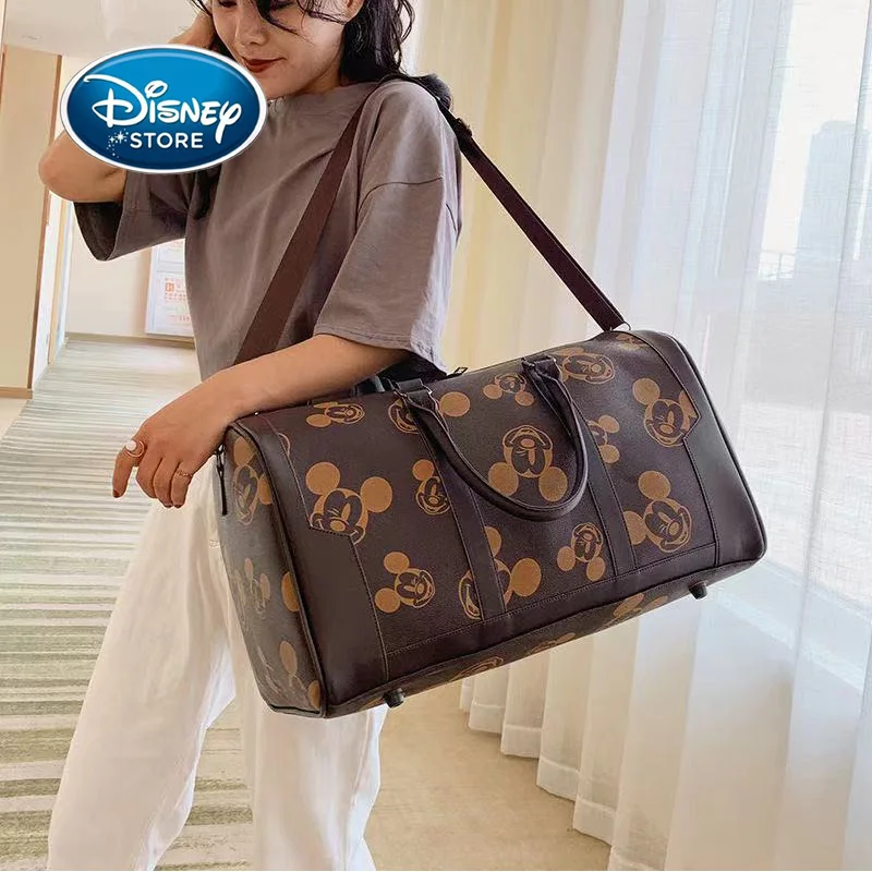

20x11x12" Disney Fashion Mickey Women's Leather Travel Tote Bag Men's Women's Luggage Bag Large Capacity Shoulder Messenger Bags