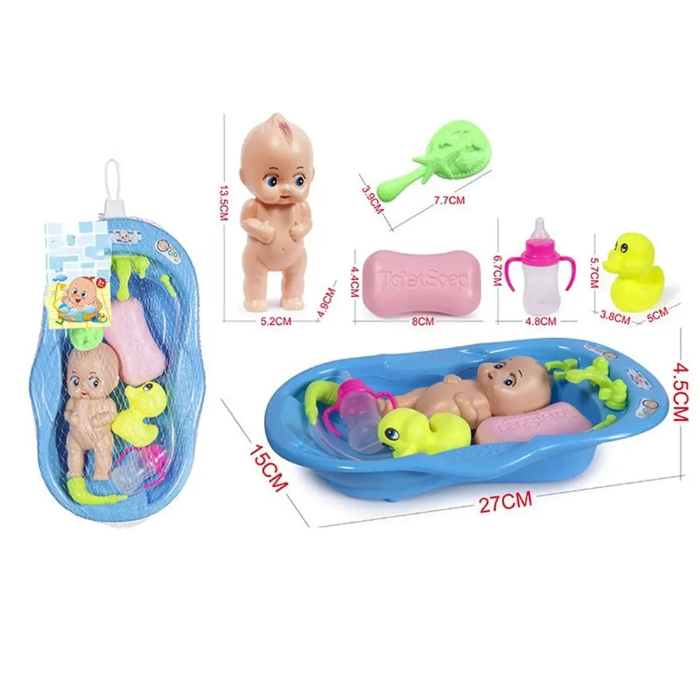 Realistic Baby Doll Bath Toys Soap Duck Bottle with Bathtub Doll Bath Set Little Newborn Educational Shower Toy Children's Day 6