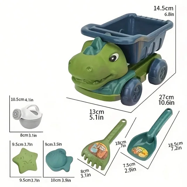 1set Engineering Vehicle Sand Beach Toy Set & Dinosaur Sand Car Toy Set Suitable For 3-6 Years Old Children 2
