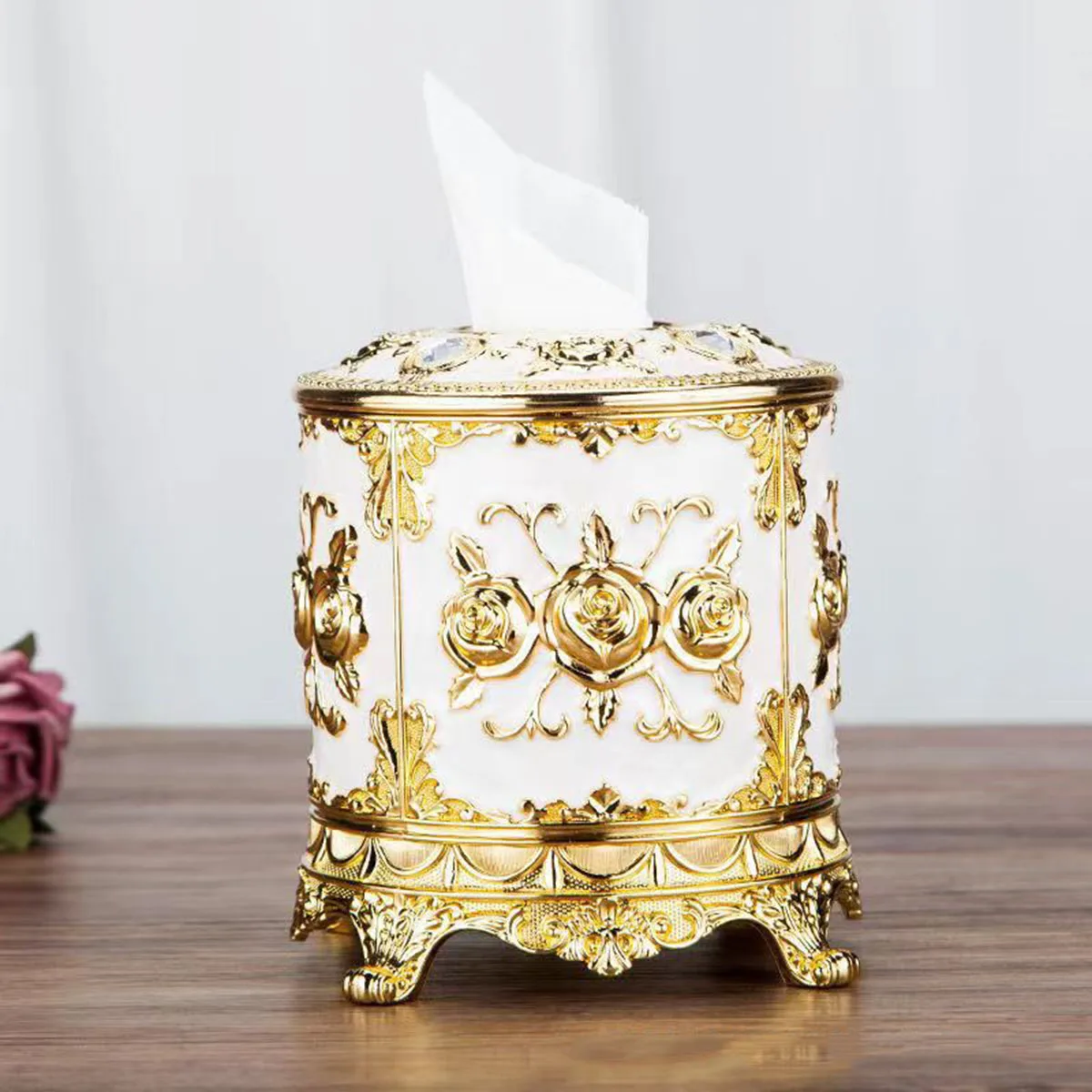 1PC circular tissue box living room cylindrical roll paper box cylindrical hollow roll paper box desktop tissue storage box 3