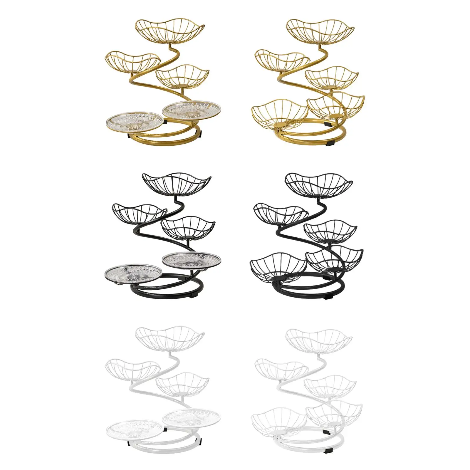 5 Tier Fruit Basket Bowl Large Capacity Wrought Iron Fruit Stand for Kitchen