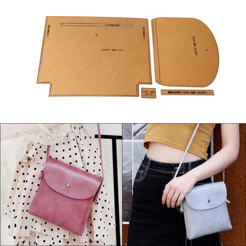 DIY Handmade Mini Messenger Bag Kraft Paper Template Handmade Leather Craft Bag Sewing Template 20*18*4 leather craft template sewing template