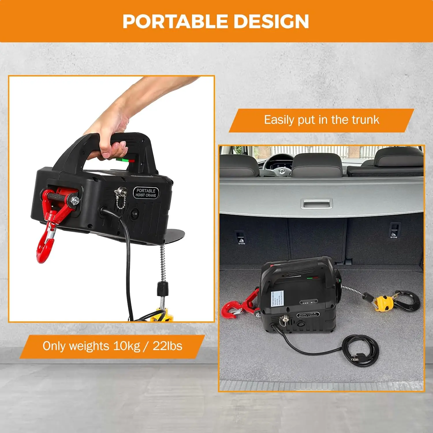 3 in 1 Portable Electric Hoist Wireless Remote Control 110V 700kg 1543lbs Capacity 120 Volts Winch Crane Machine Hook Pulley