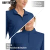 KEFITEVD Women's UPF 50+ T-Shirts Sun Protection 1/4 Zip Long Sleeve Quick Dry Shirts Sport Running Elastic Breathable Outdoor 4