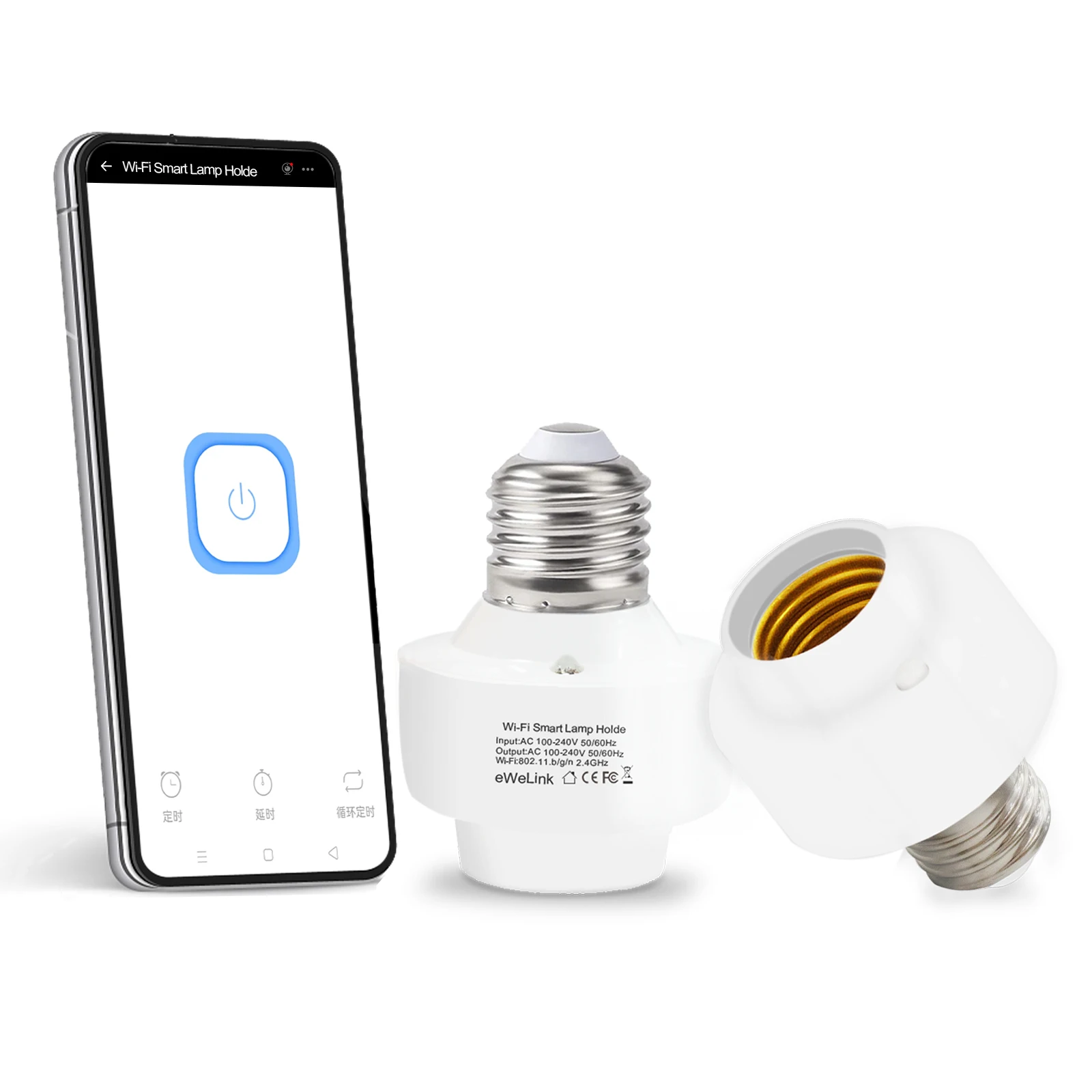 EWelink Mini E27 Wifi Lamp Holder Remote Control APP Smart Home Light Bulbs Adapter Via Alexa Google Home Voice Control for Lamp Holder Lamp Bulb Holder Lamp Socket Adapter