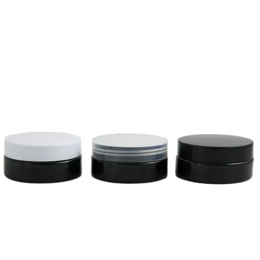 

30pcs 50g Black Plastic Jar with clear white black Lid screw cap 50ml Cosmetic cream lotion Jar case can Sample Container