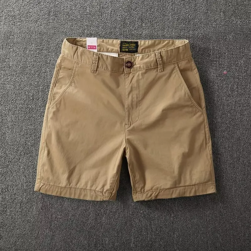 Summer Textured Washed Men's Casual Shorts Trendy Men's Soil Pure Cotton Solid Color Versatile Slim Fitting Workwear Capris mens sports shorts
