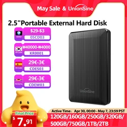 UnionSine HDD 2.5" Portable External Hard Drive 250gb/320gb/500gb/1tb USB3.0 Storage Compatible for PC, Mac,PS4,Desktop,MacBook