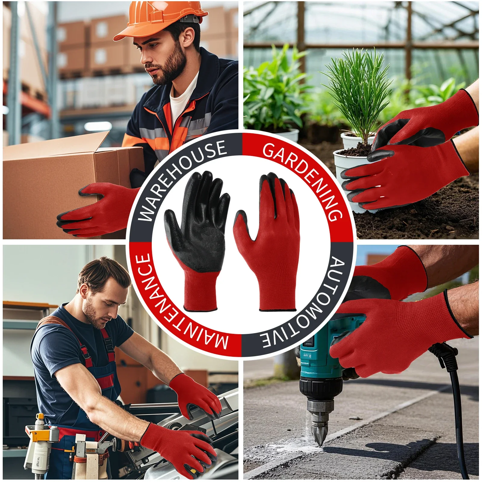 12 Pairs PU Work Gloves Set 5