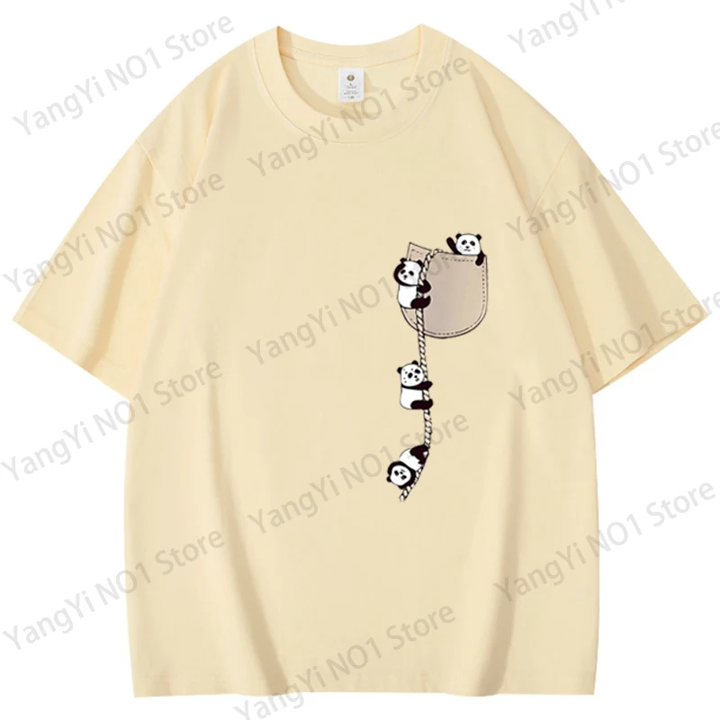 2026 Modisches Neues Design Damen Rundhals-T-Shirt mit Panda-Print, 100% Baumwolle, Kurzarm, Sommer-Baumwoll-T-Shirt, Damenkleidung – Detail 8