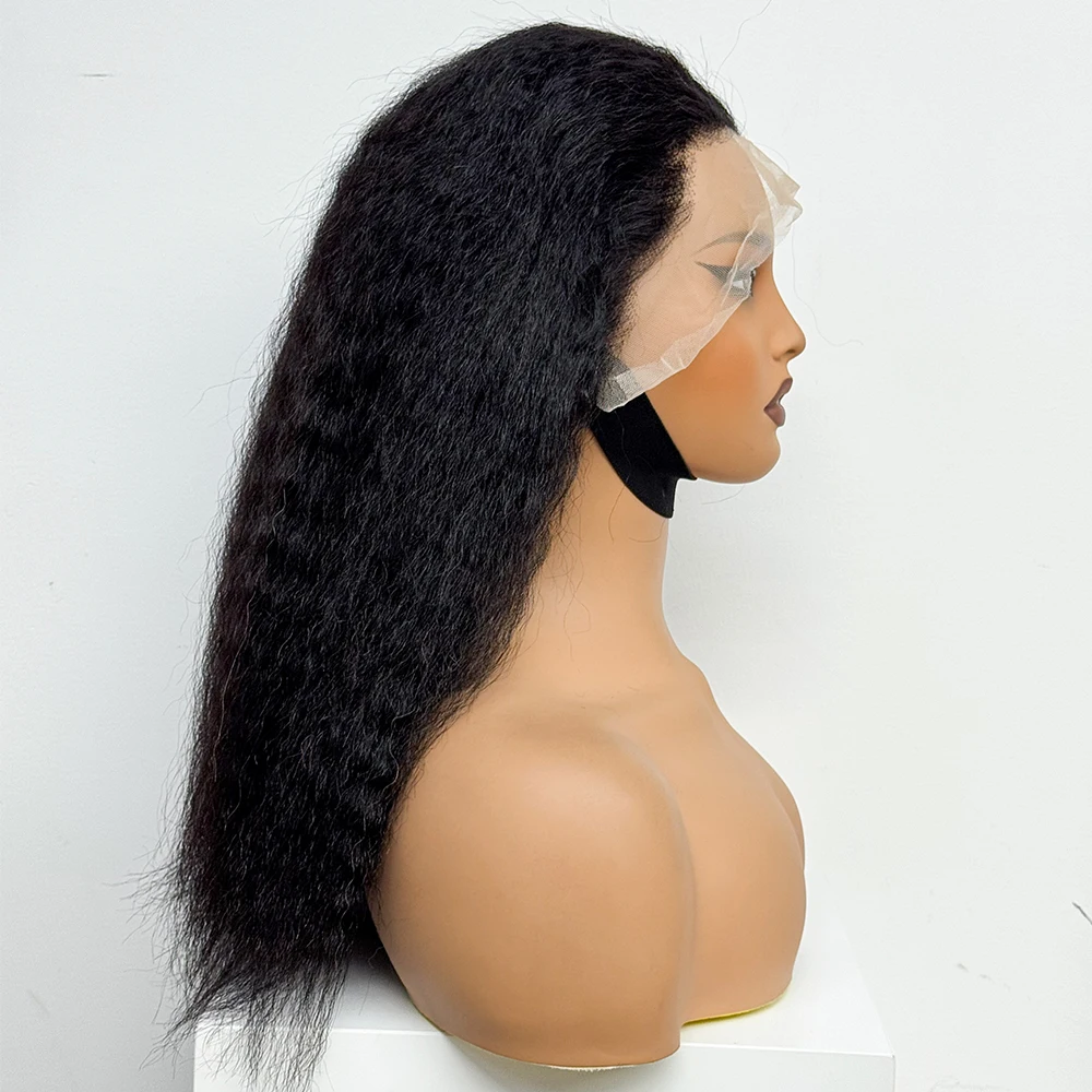 Kinky Straight Human Hair Wigs 13x4 Lace Front Wigs Brazilian Human Hair Yaki Straight Lace Frontal Wig 12-18inches For Women