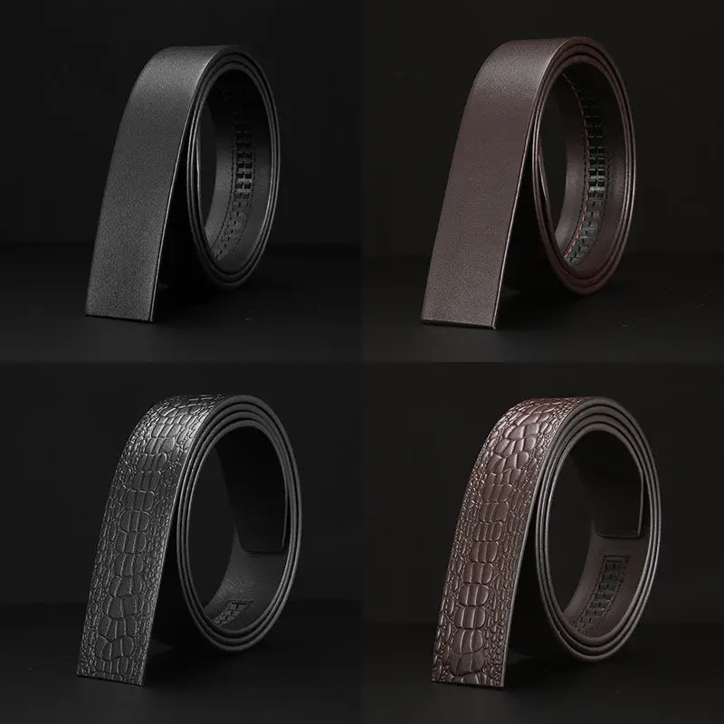 100% True Head Layer Cowhide Belt Without Buckle Automatic Buckle Retro Belt Body Width 3.50 CM