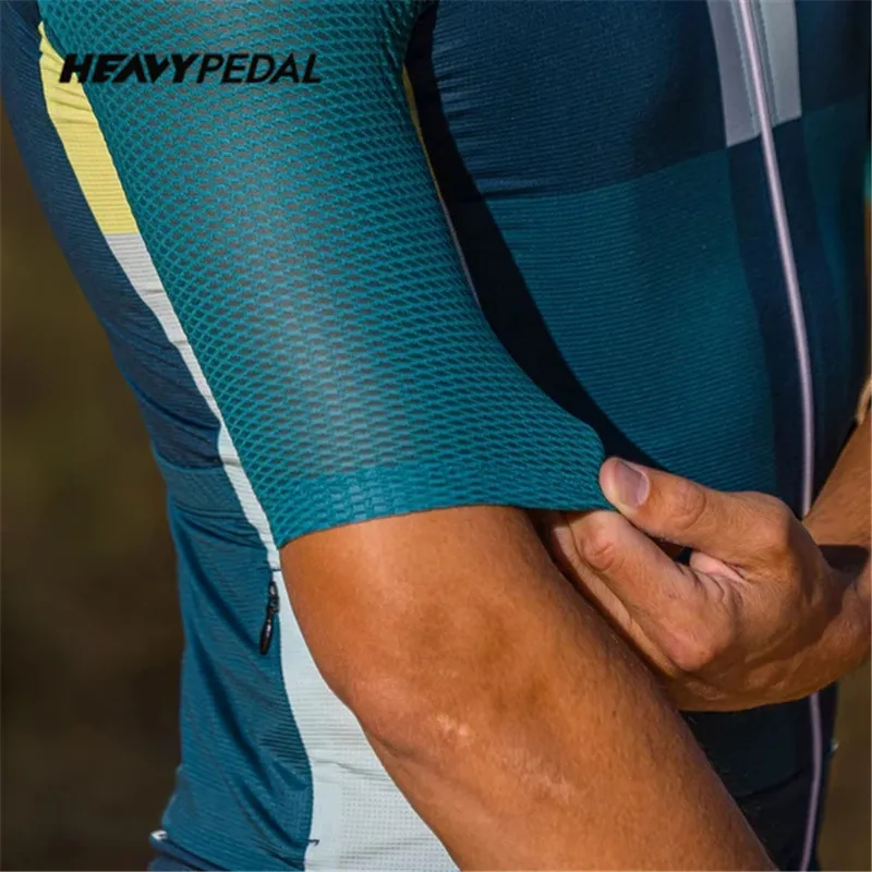 Heavypedal Cycling Jersey Navy Striped Mtb Aero Men Summer Cycl Jersey Mountain Bicycle Clothing Road MAILLOT Bike Wear