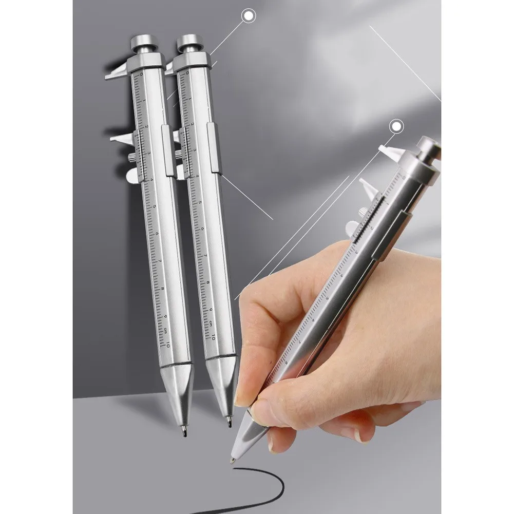 2 In 1 Vernier Caliper Pen Multifunction 0.5mm Gel Ink Pen Roller Ball Ballpoint Pens Measuring Writing For Indoor Outdoor Tools