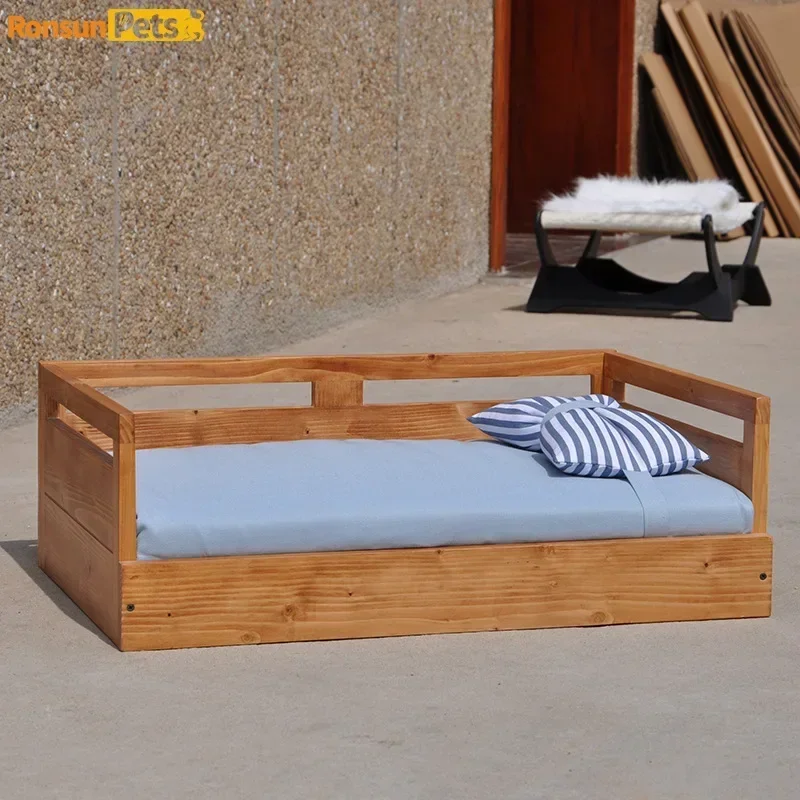 Pet Bed Solid Wood All Season Universal Floor Dog Kennel Off Ground Bed Detachable Washable Indoor Dog Summer and Winter
