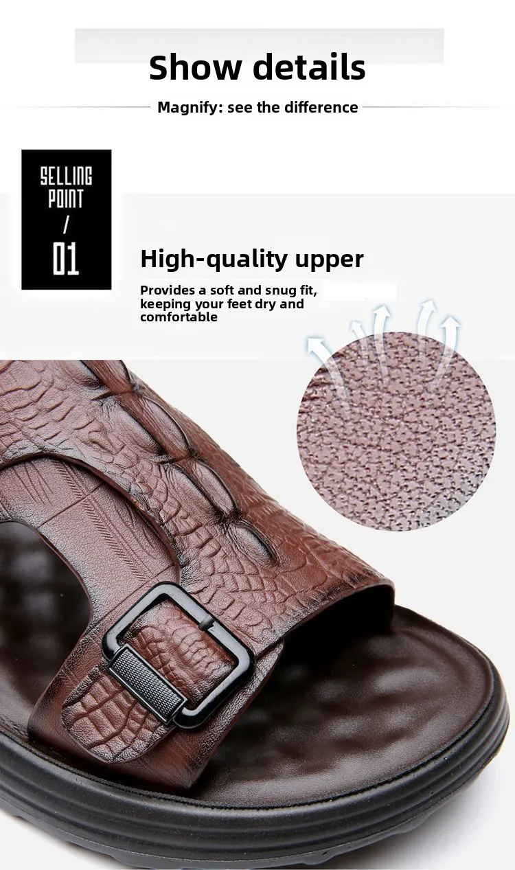 Ergonomic sole design of men's waterproof beach slippers.