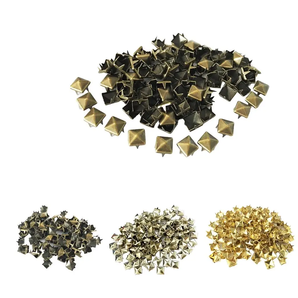 100pcs Square Pyramid Rivet Metal Studs Leathercraft DIY