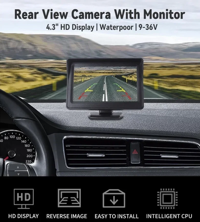 Car Monitor 4.3-Inch Screen, Used for Rear-View Reversing Camera TFT 12LCD Display High-Definition Digital Color 4.3-Inch - 3