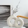 Nordic Circular Hollow Ceramic Vase Donuts Flower Pot Home Decoration Accessories Office Desktop Living Room Interior Decor Gift 3