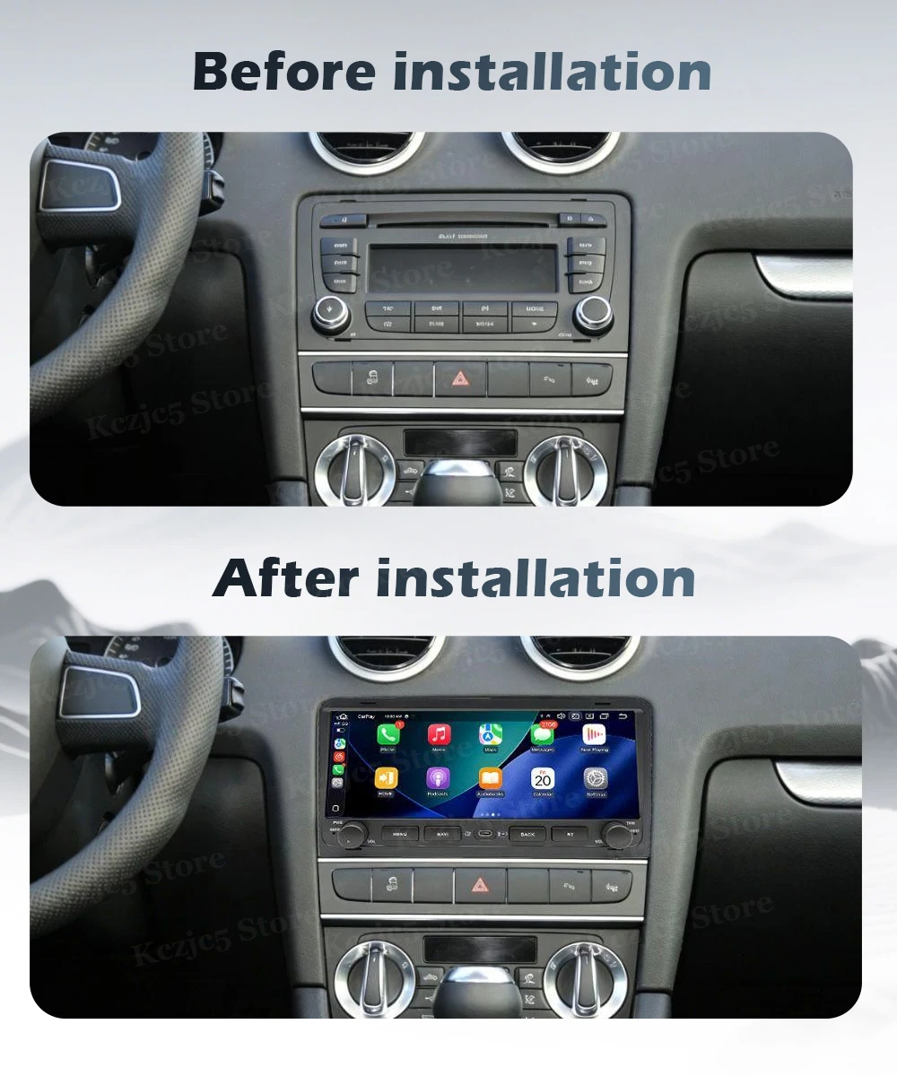 Autoradio Android 16 con Carplay Wireless per Audi A3 8P 2003-2013, Lettore Multimediale GPS, Navigazione, Audio Stereo DSP, 4G WIFI - immagine 2