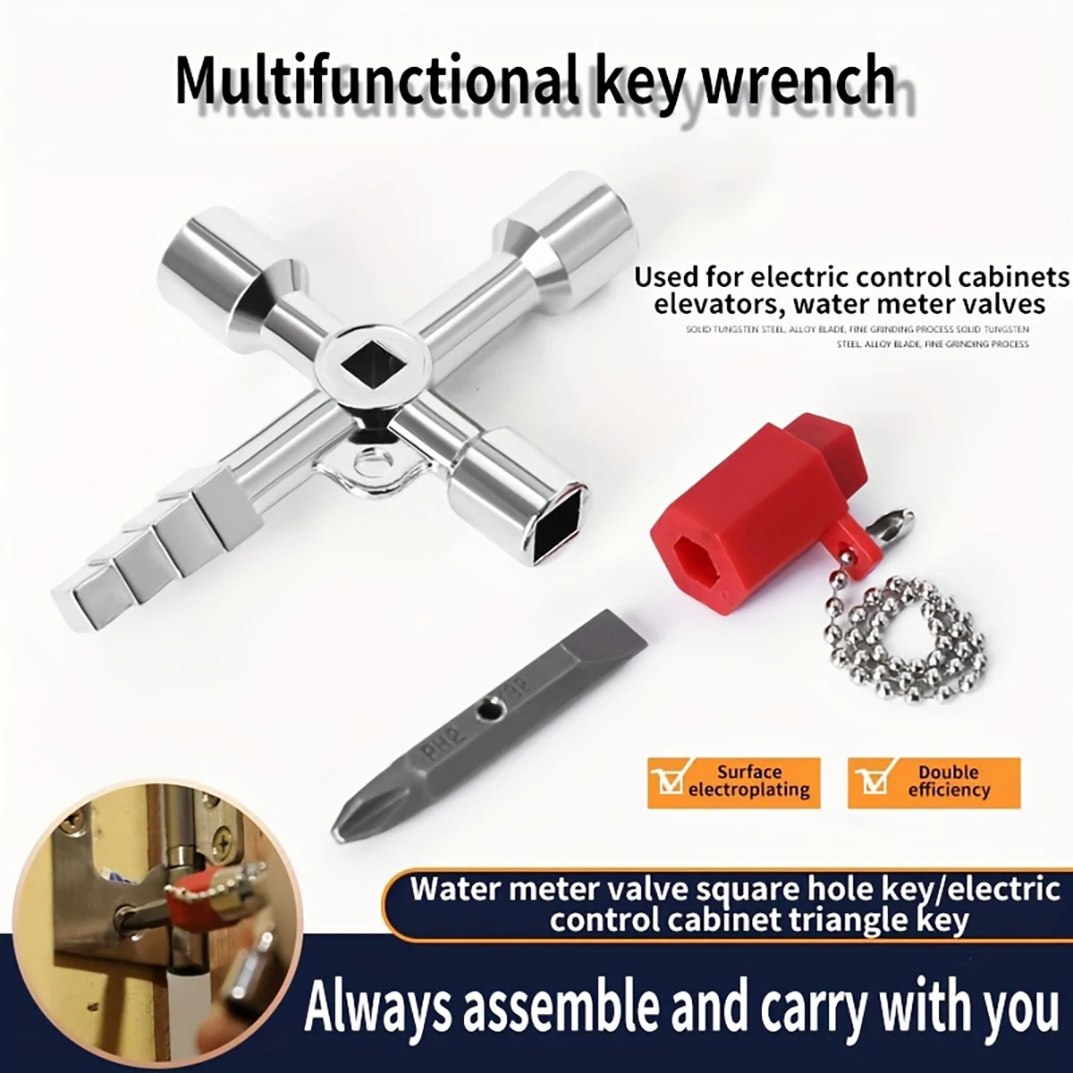 4 In 1 Universal Cross Triangle/Square/Round Key, 4 Ways Multifunction ...