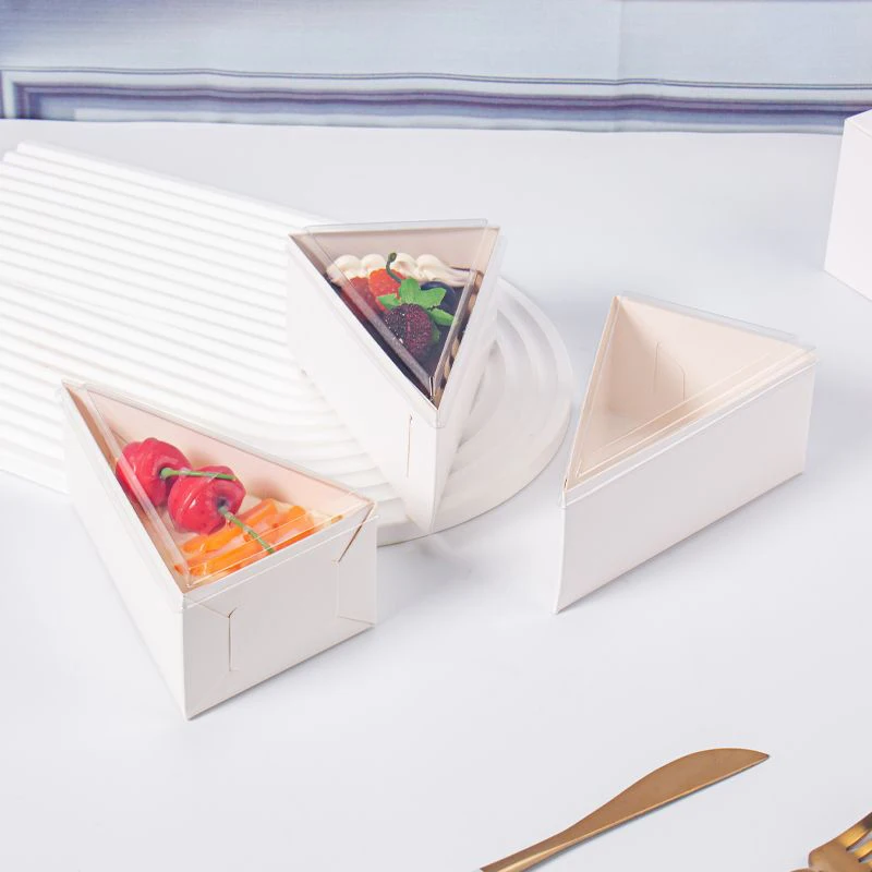 50pcs 6 Inch Plastic Triangle Transparent Packing Box Cake Boards Base Disposable Paper Cup Cake Dessert With Lid Birthday Tools