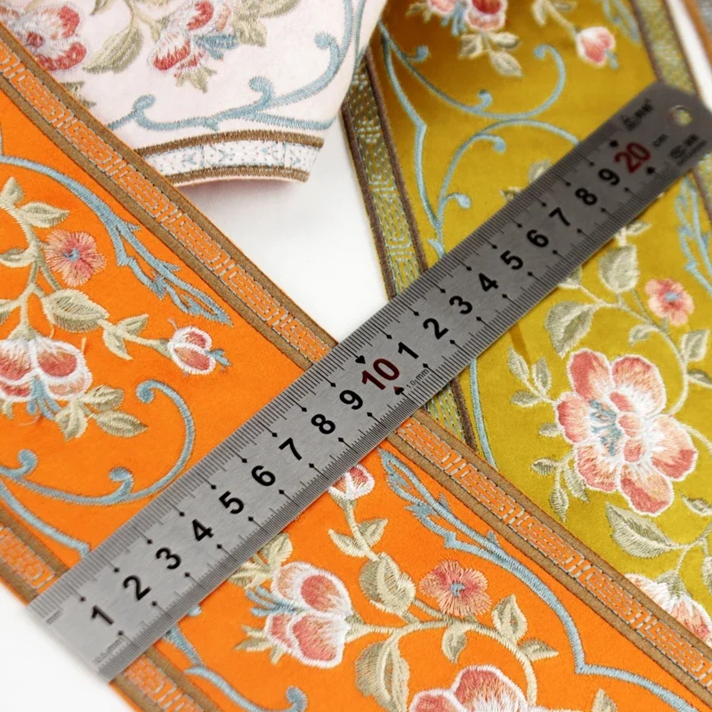1mx10cm New Chinese Style Flower Embroidery Lace Accessories DIY Hanfu Ancient Costume Curtain Sofa Decorative Cloth Ribbon