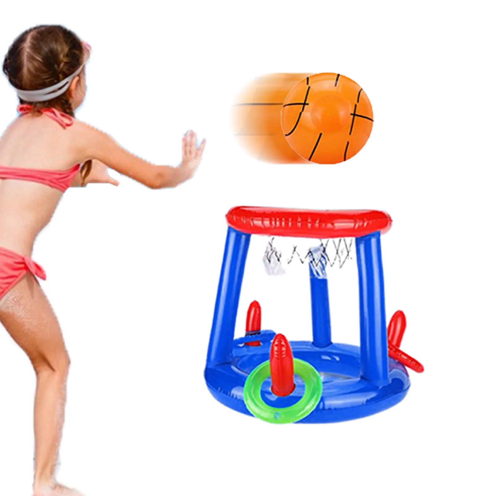 Fun Pool Ring Toss Game For Adults Summer Pool Toy Toss Game Iatable Water Hoop With Water Basketball Hoop 1 Ball And 3