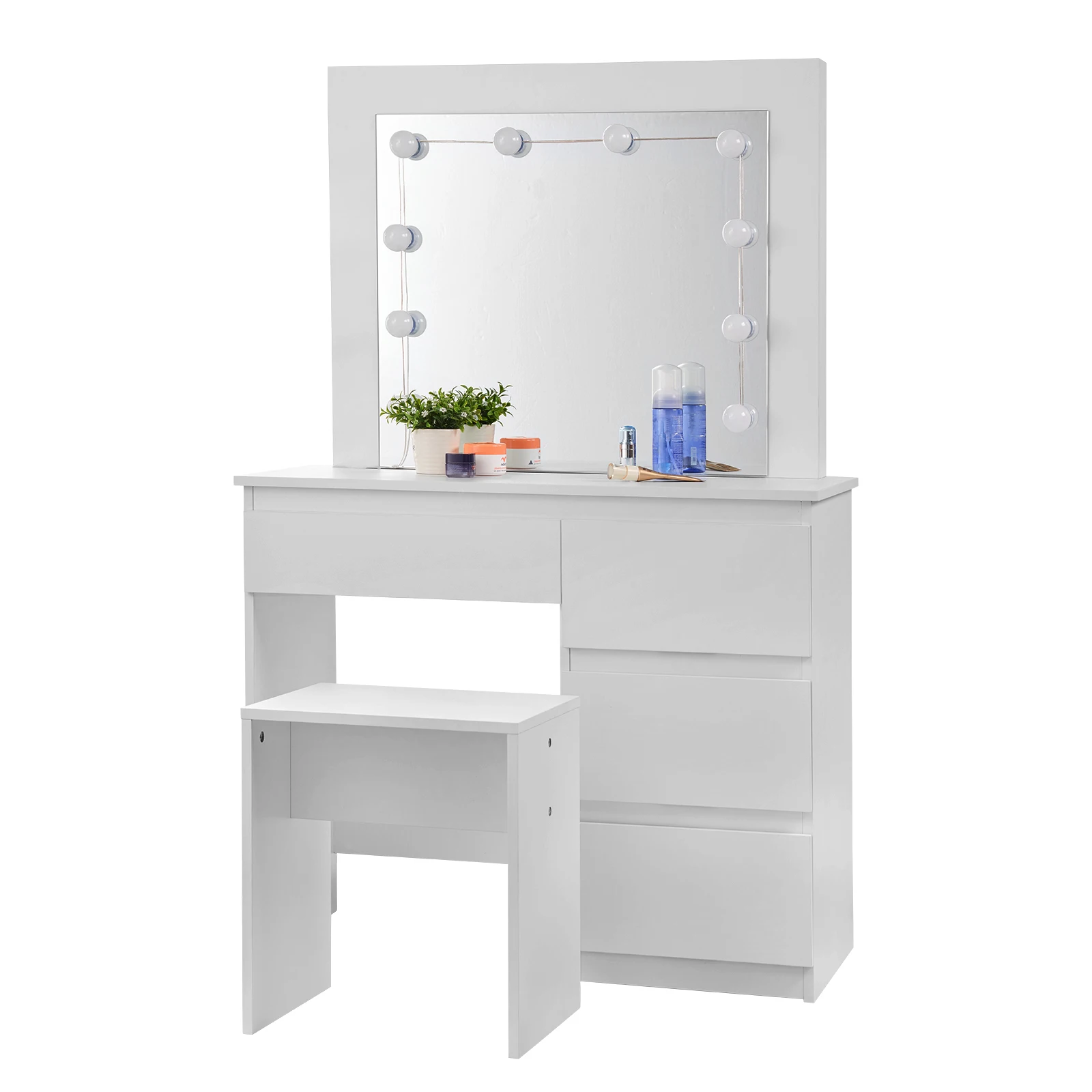 Table de maquillage avec éclairage LED et luminosité réglable - Coiffeuse avec grand