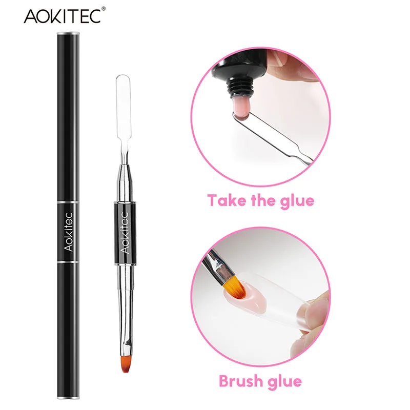 Aokitec Dual Ended Poly Nail Gel Brush Extension Builder UV Gel Brushes