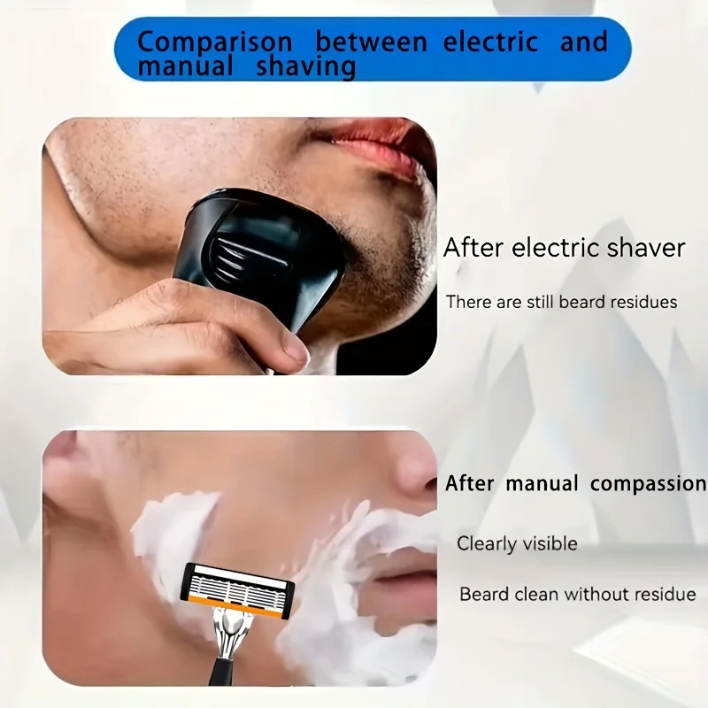 Manual razor blade universal men's portable 3-layer razor head two accessories wholesale washing three-in-one 6