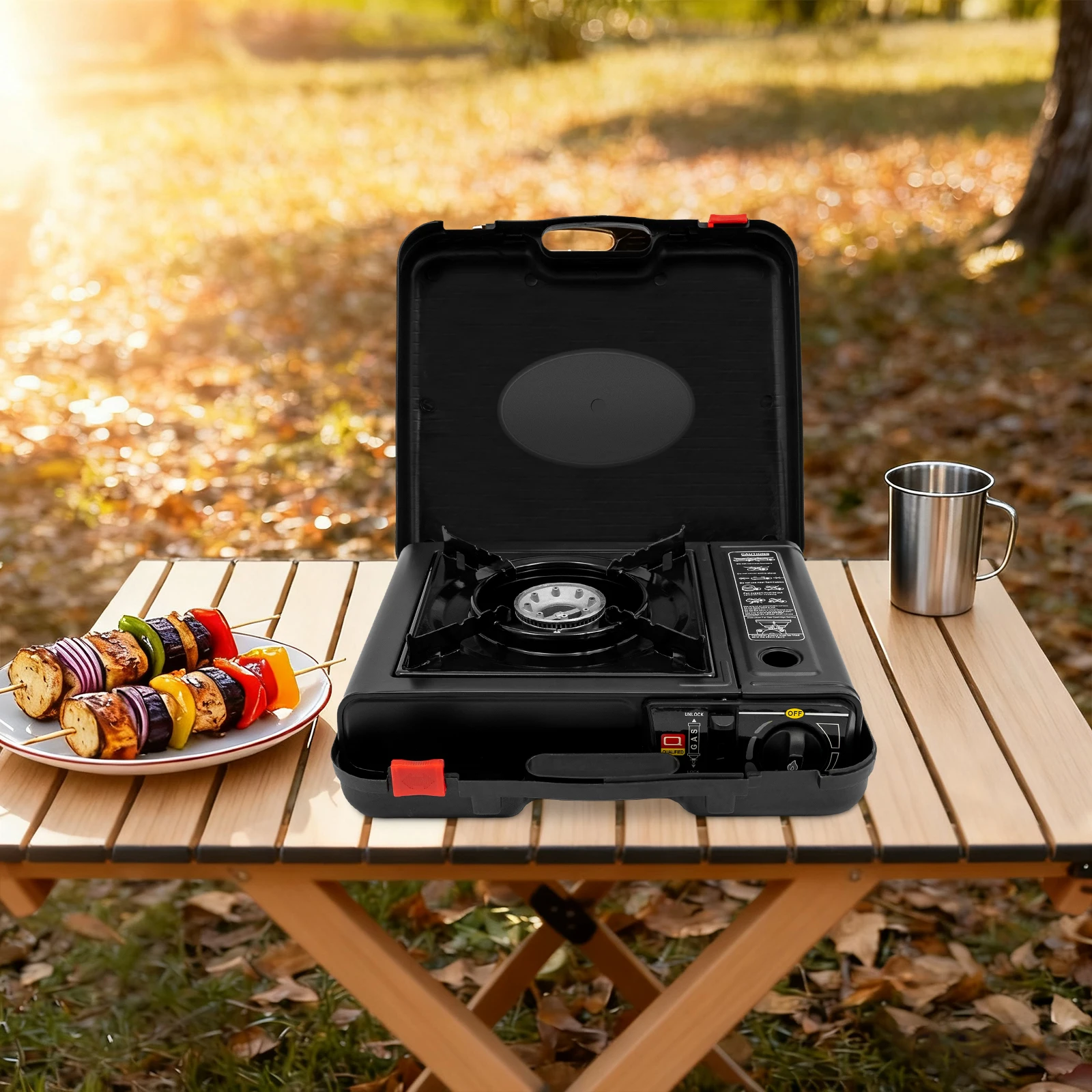 Outdoor-Grill, rechteckiger Holzkohlegrill mit Box für Camping, Hinterhof, Familienessen, Geschäftsveranstaltungen, Partys – Detail 7