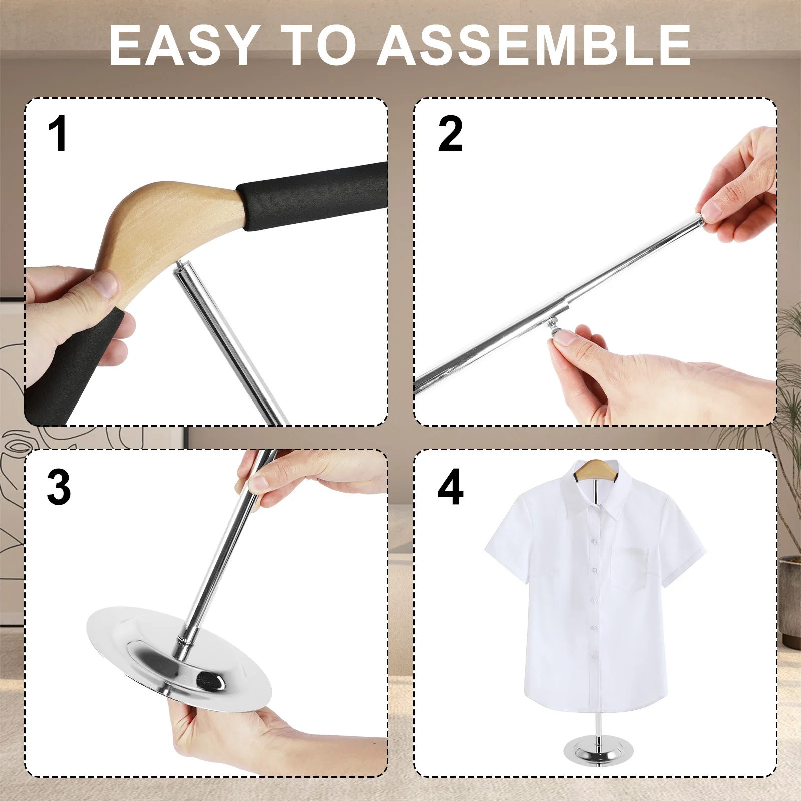 2Pcs Shirt Shoulder Stand Adjustable Shirt Display Stand Round Base Shirt Display Rack Multifunctional Shirt Hanger Display 5