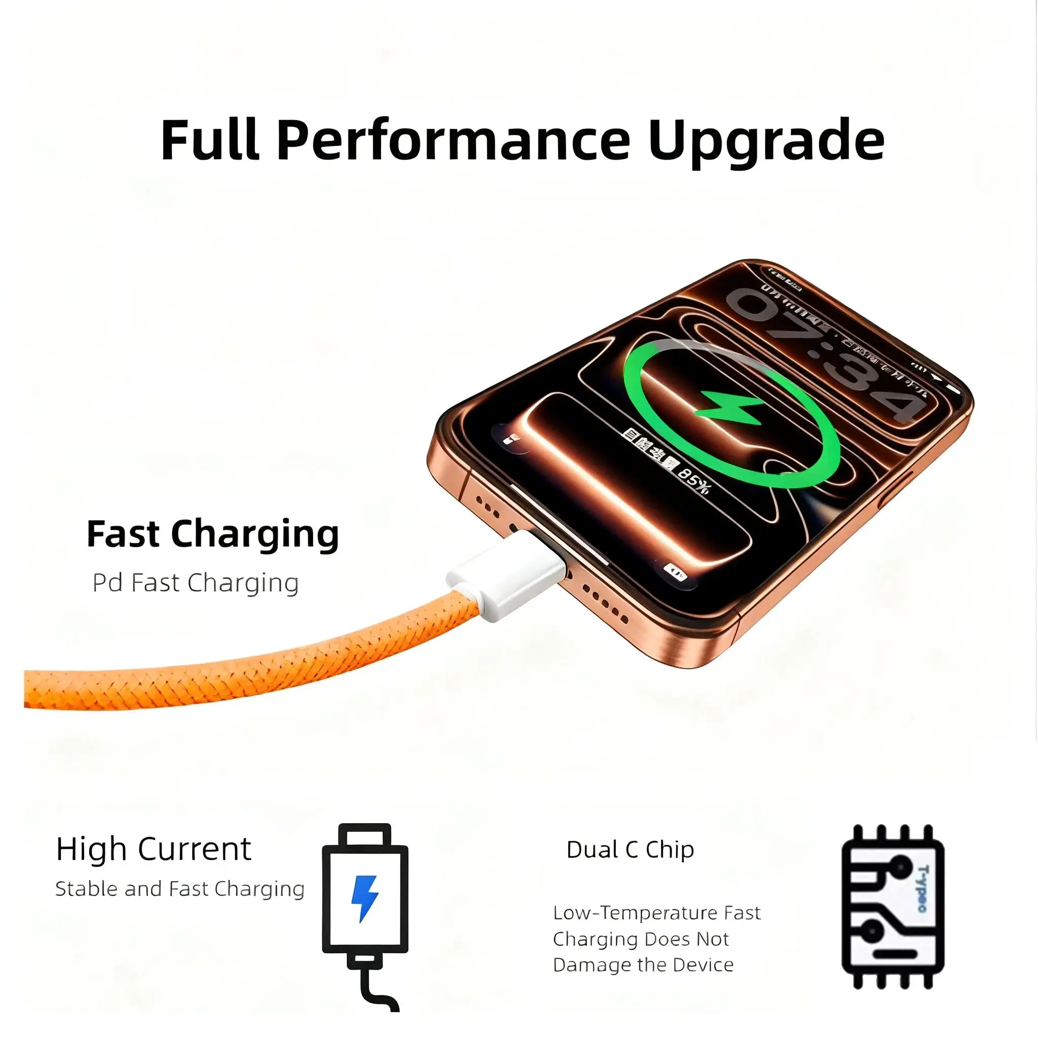 รูปสินค้า สายชาร์จ USB-C 3 เส้น รองรับ 240W ชาร์จเร็วทุกแบรนด์