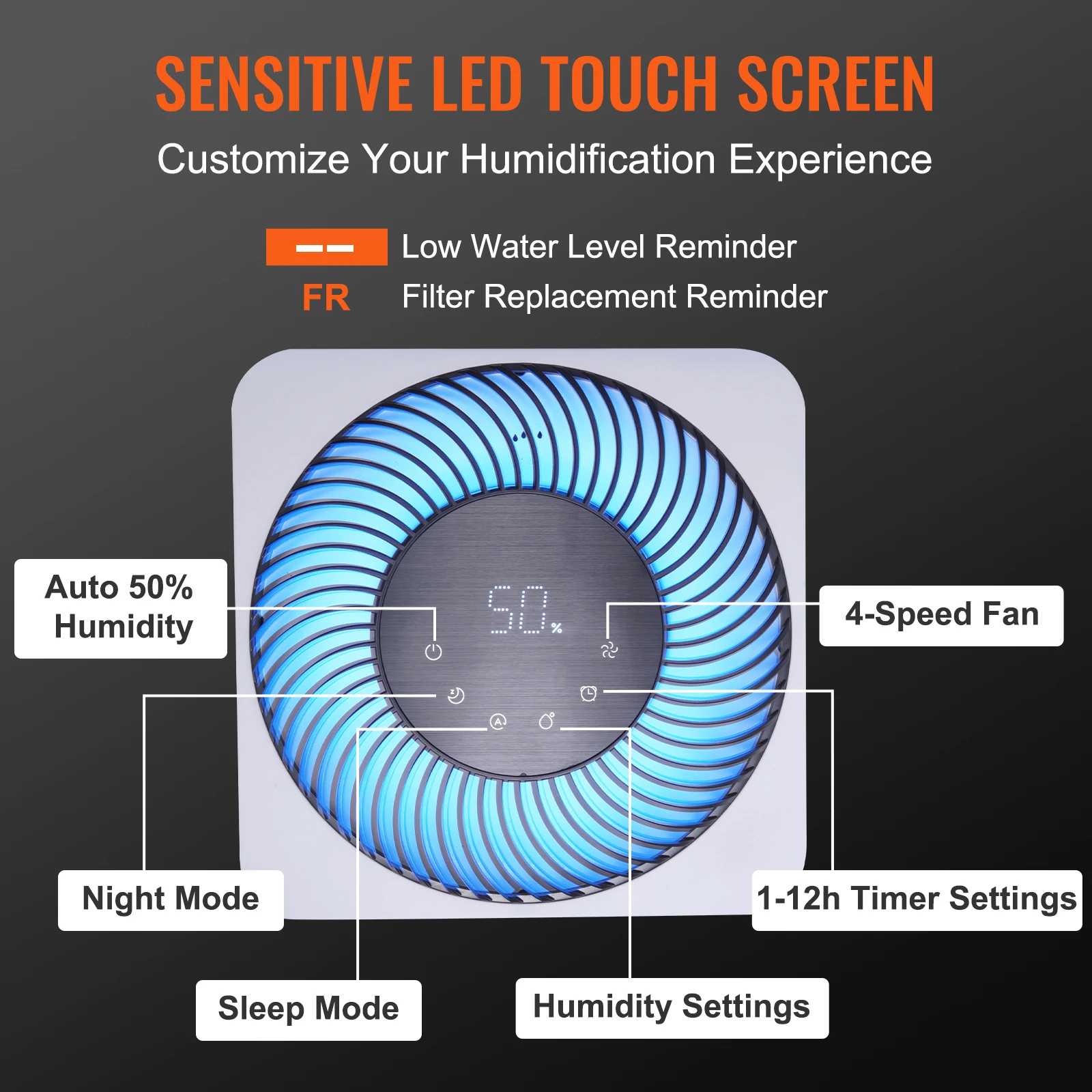 VEVOR Evaporative Humidifiers Mist-Free Cool Moisture Humidifier&Air Purifier for Whole House up to 473.6 sqft for Bedroom Home 3