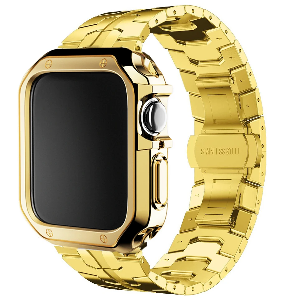 Premium Stainless Steel and TPU Apple Watch Strap with Case