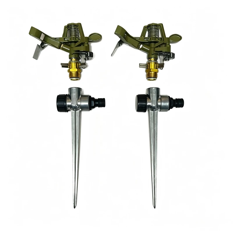 Set aus Zinklegierung-Wassersprinklern für Rasenflächen, Garten-Sprinkler, Hochleistungs-Sprinklerköpfe, verstellbar, 360°, große Flächenbewässerung