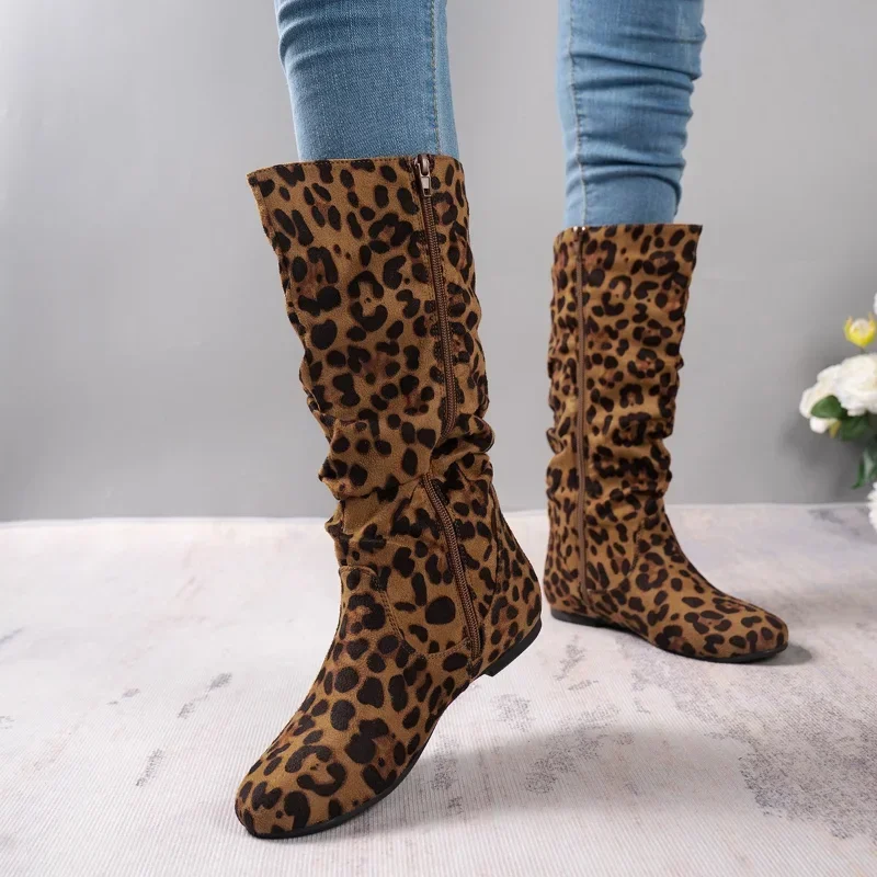 Autumn Winter New Plus Size Flat Shoes for Women Fashion Side Zipper Women's Thigh High Boots Vintage Casual Ladies Riding Boots