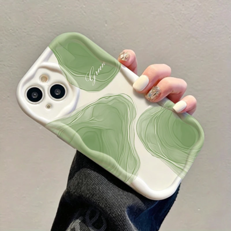 Green Gradient Wavy Cream Soft Phone Case