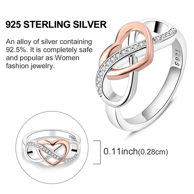 Bague en argent sterling 925 véritable, forme de cœur, trèfle, bijoux pour femmes, cadeau d'anniversaire, de fiançailles