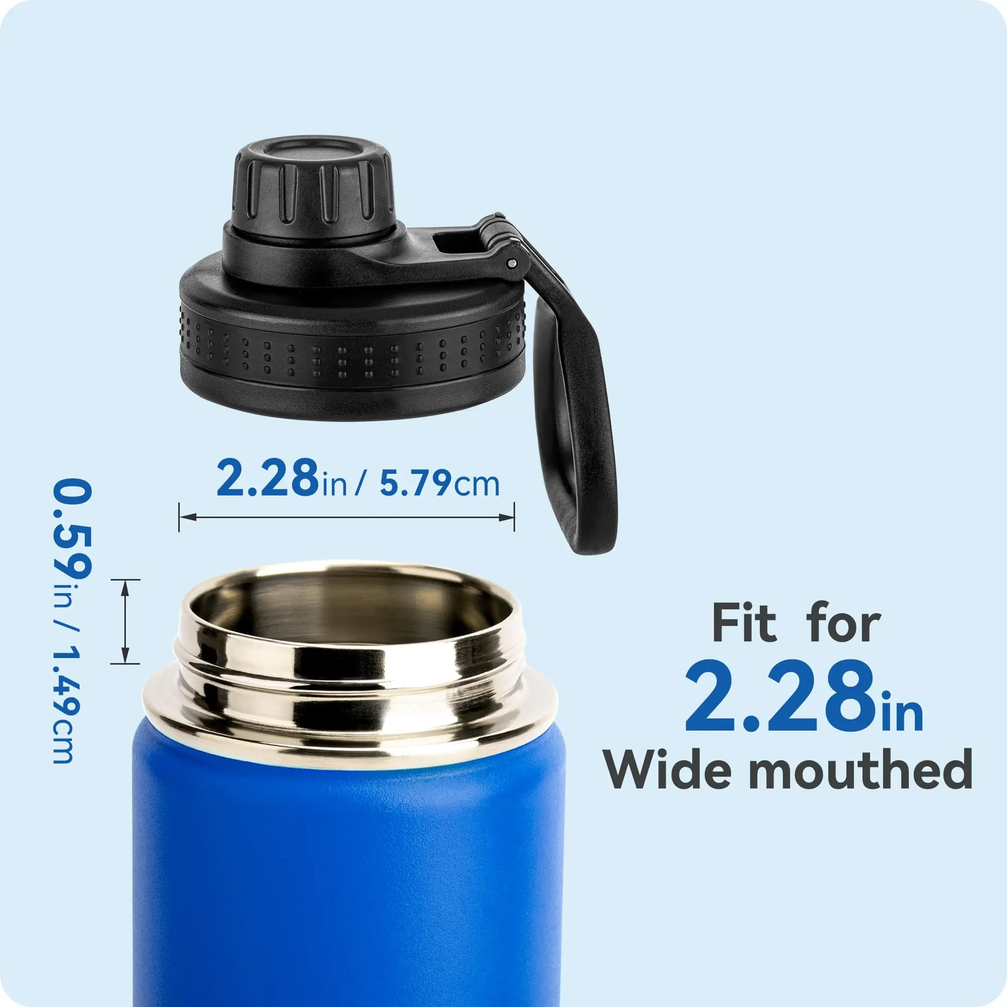 Spout Lid for Hydro Flask Wide Mouth Water Bottles, Replacement Lid for 12 16 18 22 32 40 64oz 2.28" Wide Mouth Sports Water Bot
