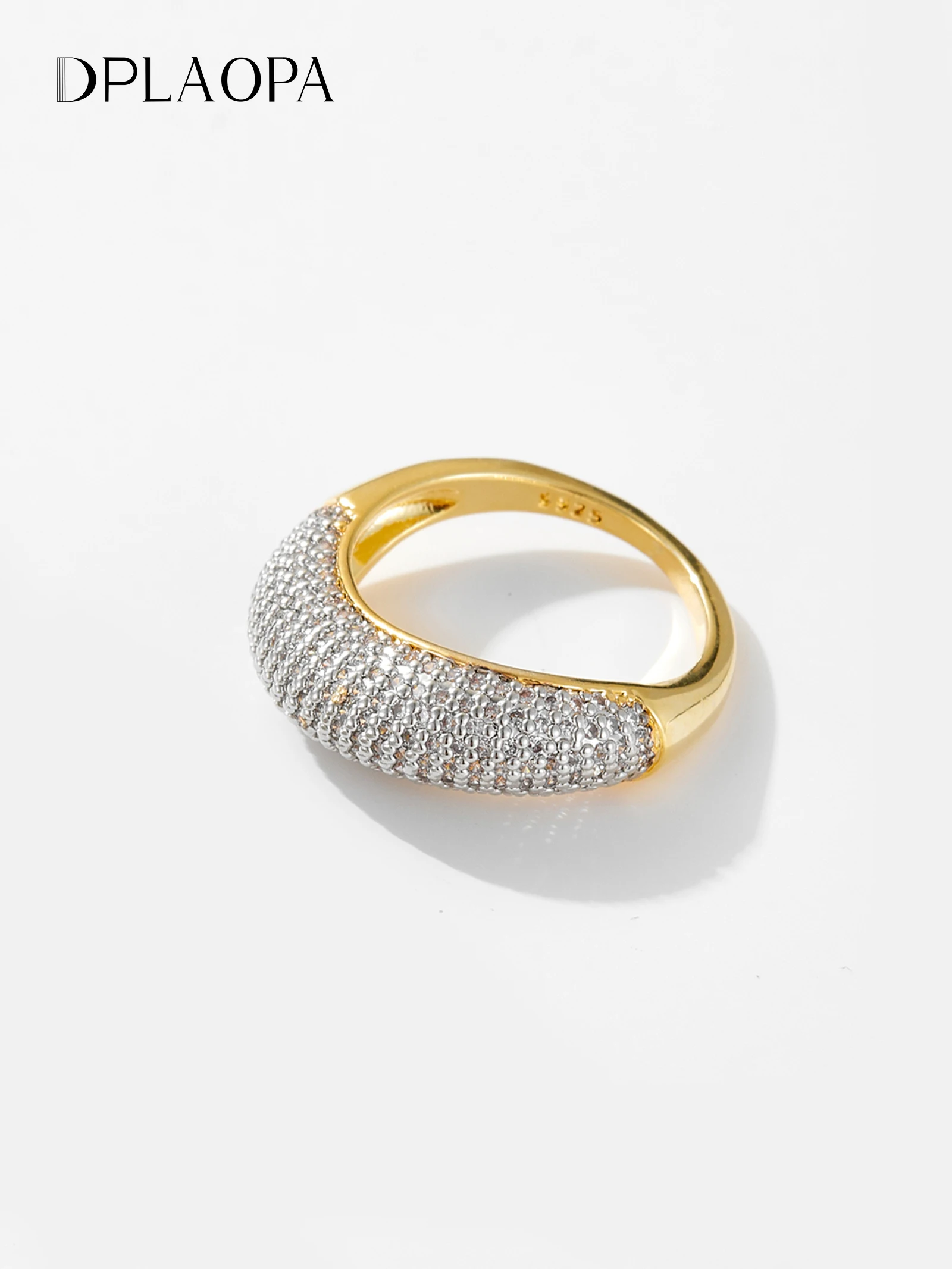 DPLAOPA 100 % 925 Sterling Silber Geometrische Volle Zirkon Pflastern Frauen Ring Luxus Kristall Edlen Schmuck Rock Punk Hochzeit Geschenk