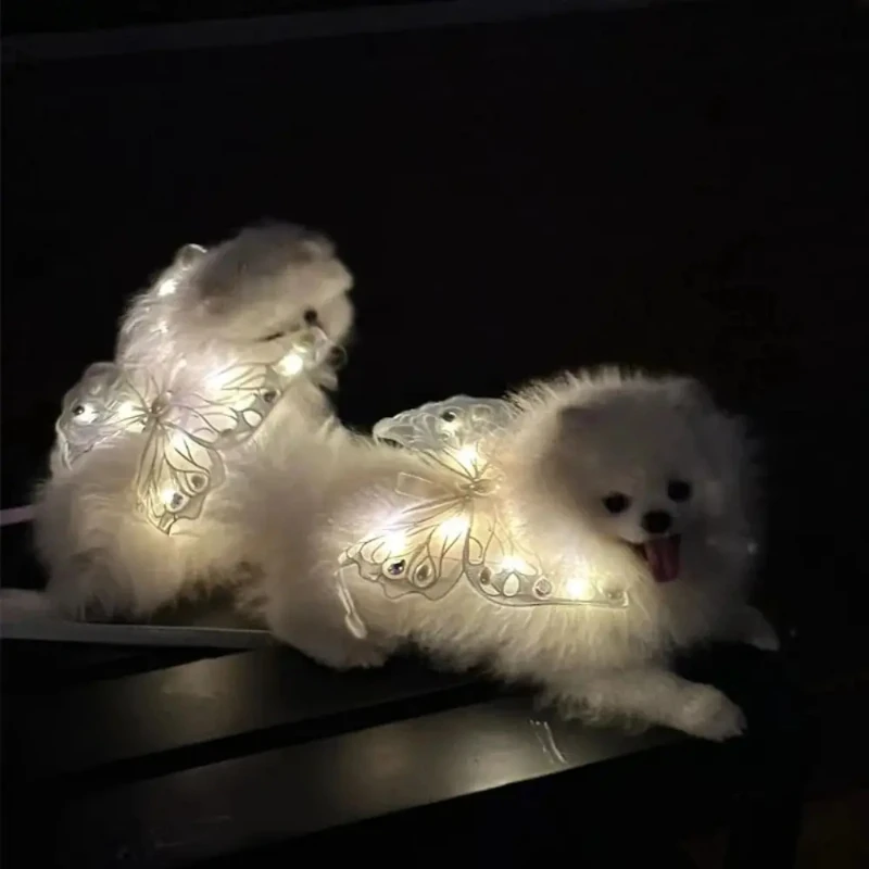 Dog Wings Glowing Butterfly Pet Back Decoration Creative Cute Cat Accessorie Dog Clothes for Small Medium Accessory Pet Supplies 3