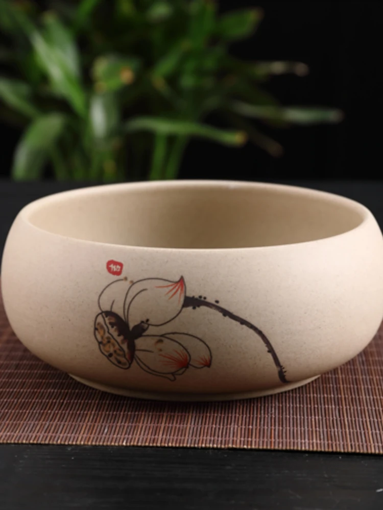 

Чайная чашка для мытья морского чая, керамическая глина, Селадон, карп, лотос, чаша для мытья чая, ручка для мытья, маленький резервуар для рыбы, цветочный горшок