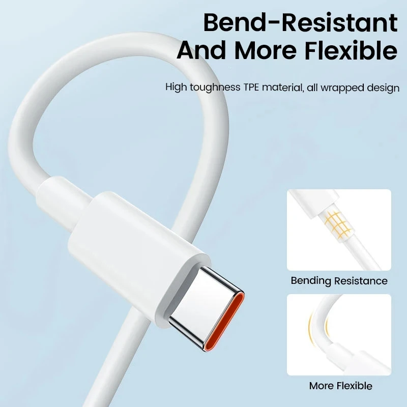 6A 67W Fast Wall Charger For Xiaomi 10 11 12 Lite 13 14 15 Redmi Note 11T 12T 13 Pro POCO Turbo Charge Type-C USB Charging Cable