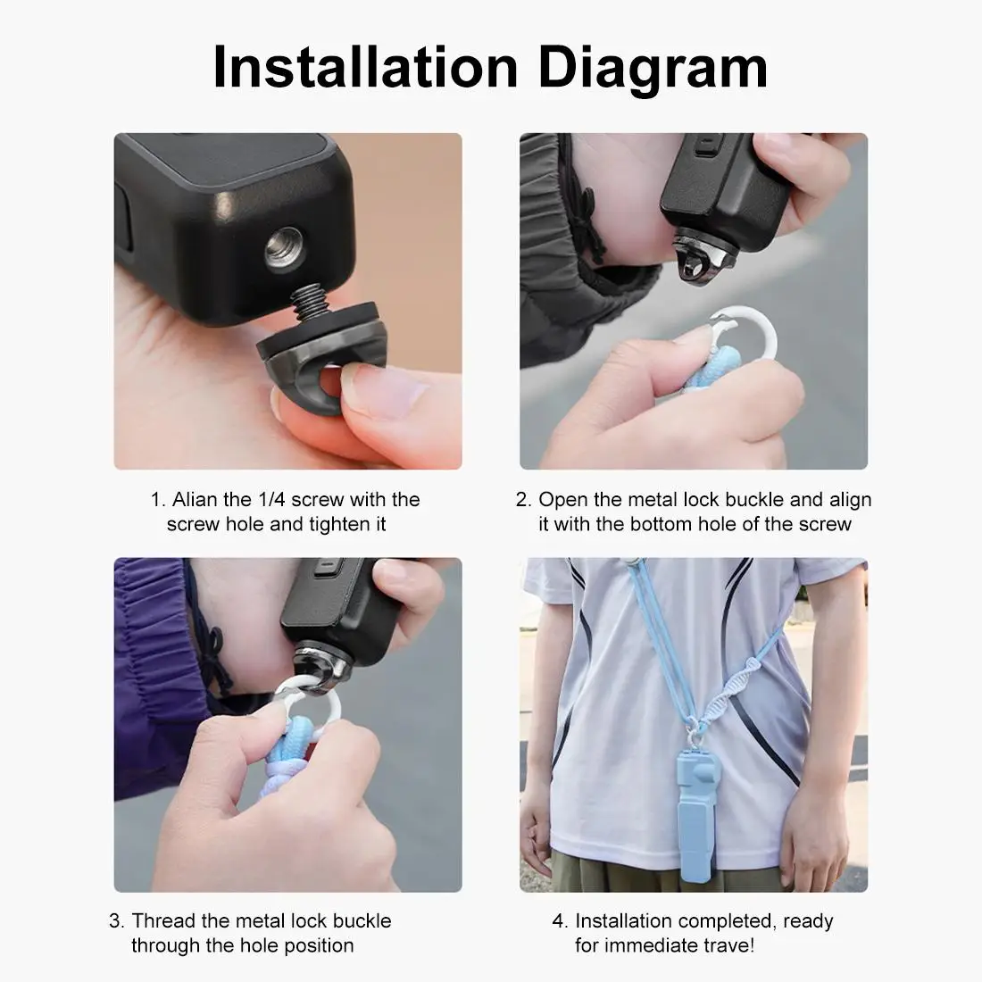 PULUZ for DJI OSMO Pocket 3 / Insta360 X5 Sports Camera Lanyard Long Adjustable Anti-lost Rope