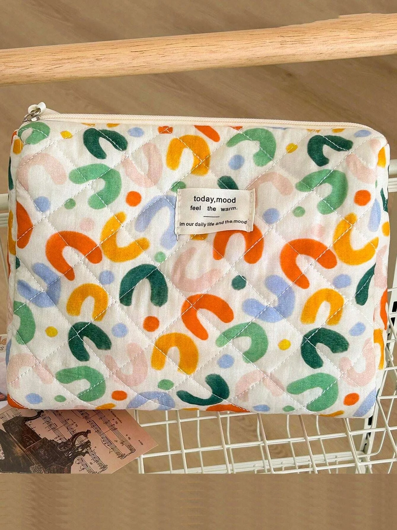 Cute Quilted Cotton Makeup Bag Women Zipper Cosmetic Organizer Female Cloth Handbag Box Shape Portable Toiletry Case For Girls 3